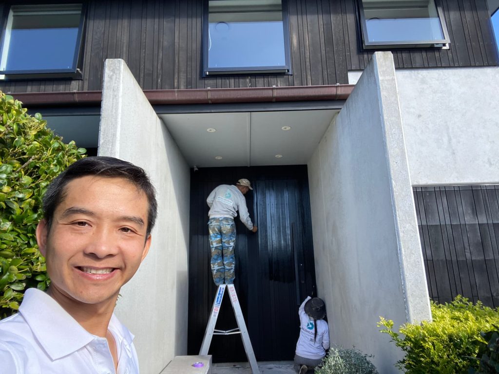 Exterior wood staining Auckland cedar cladding black