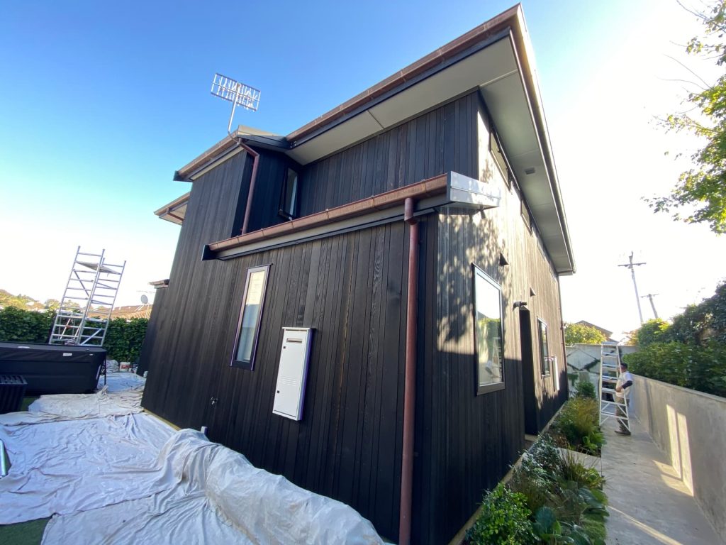 Exterior cedar cladding staining completed Remuera Auckland - Brushlory